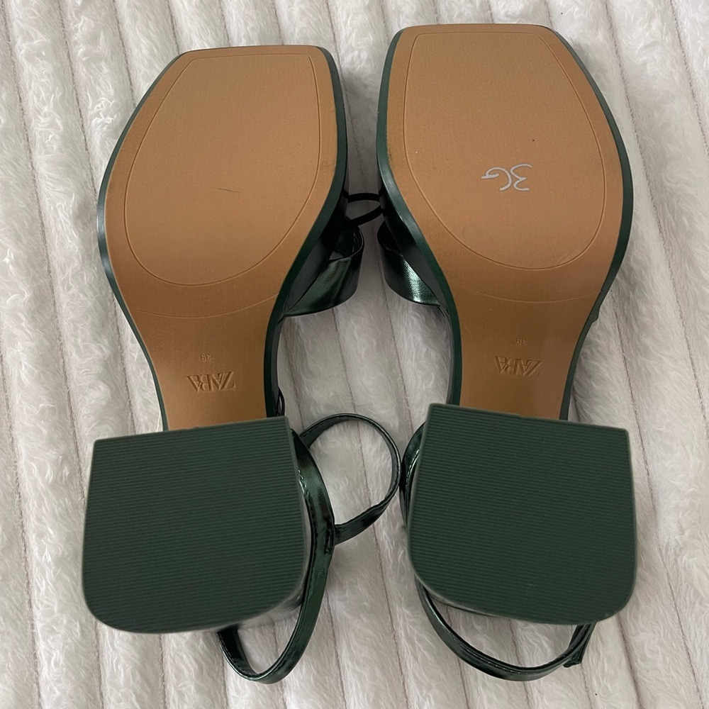 Zara Emerald Green Ankle Strap Platform Sandals - Picture 11 of 11